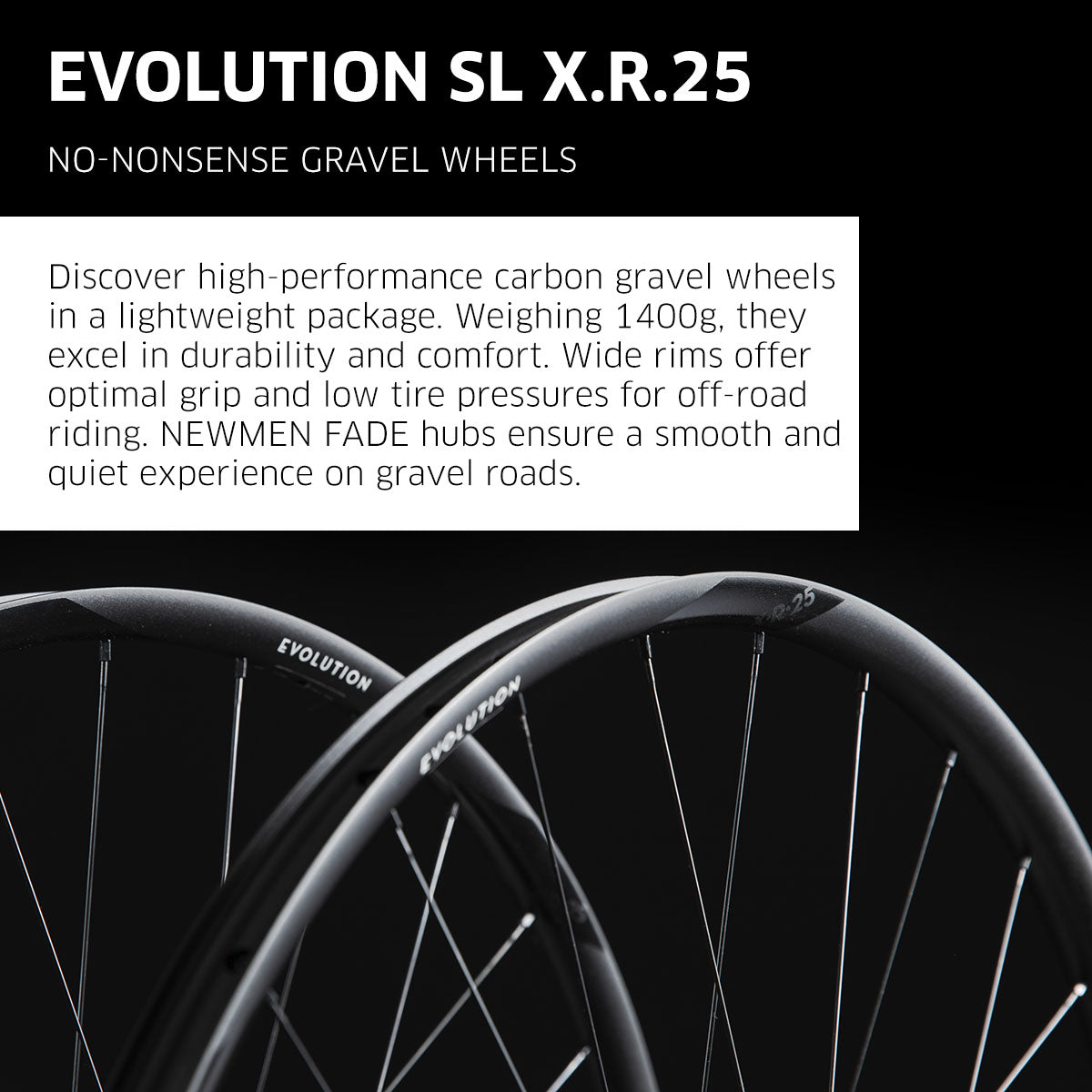 NEWMEN Rear Wheel - Evolution SL X.R.25 29" 28h Fade R SP CL 12x142 MS - Gravel