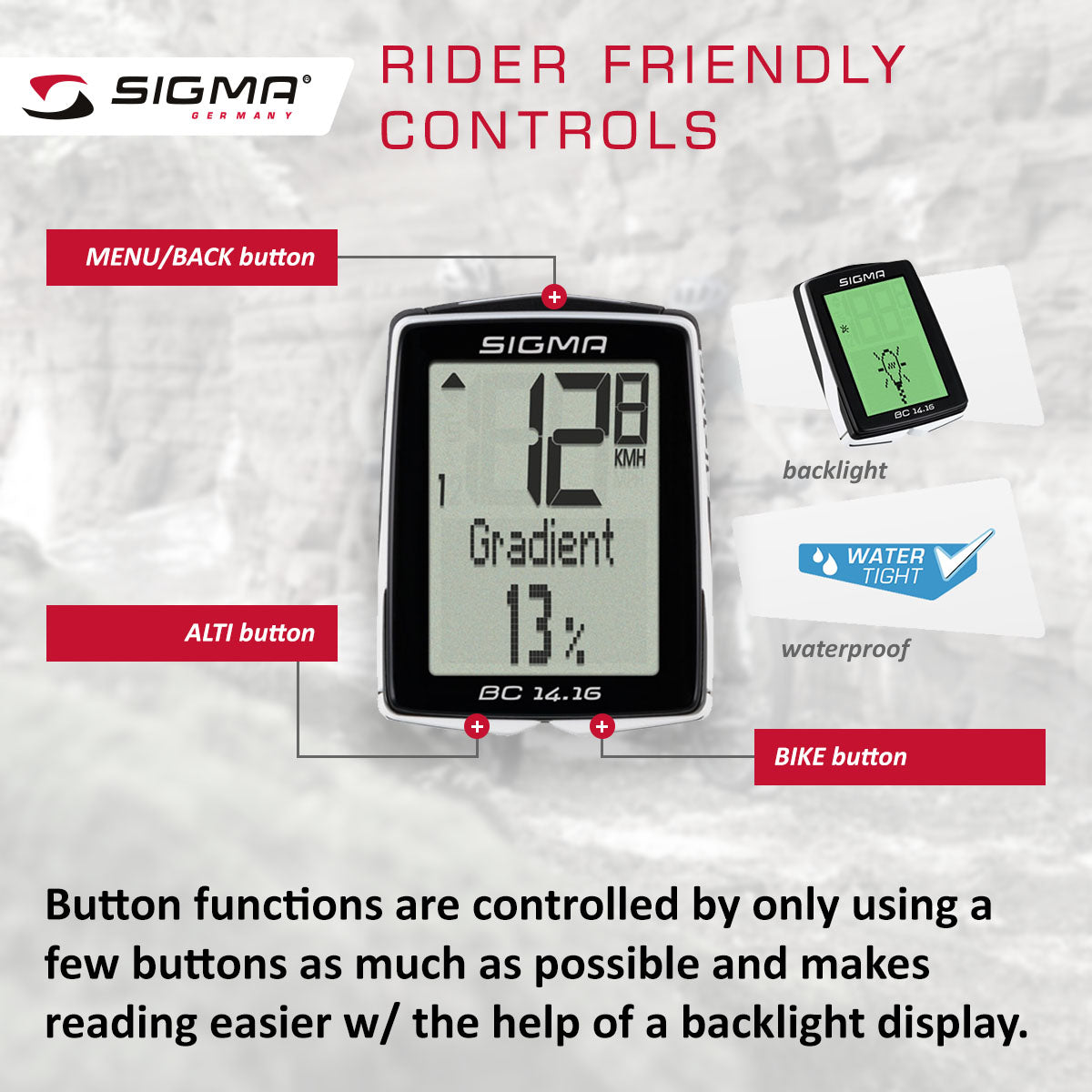 SIGMA Bicycle Computer - BC 14.16, Wired - ZEITBIKE