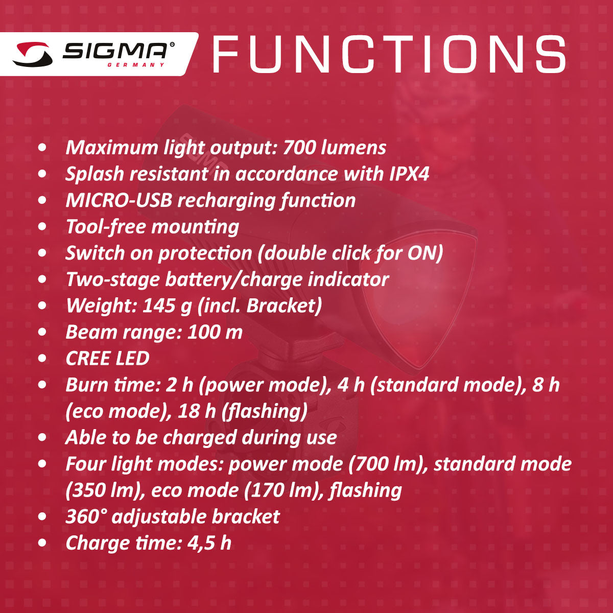 SIGMA Light - BUSTER 700 - ZEITBIKE