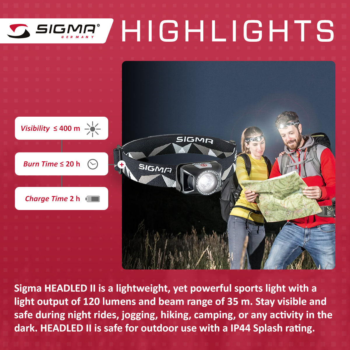 SIGMA Light - HEADLED II, All Round Head Light - ZEITBIKE