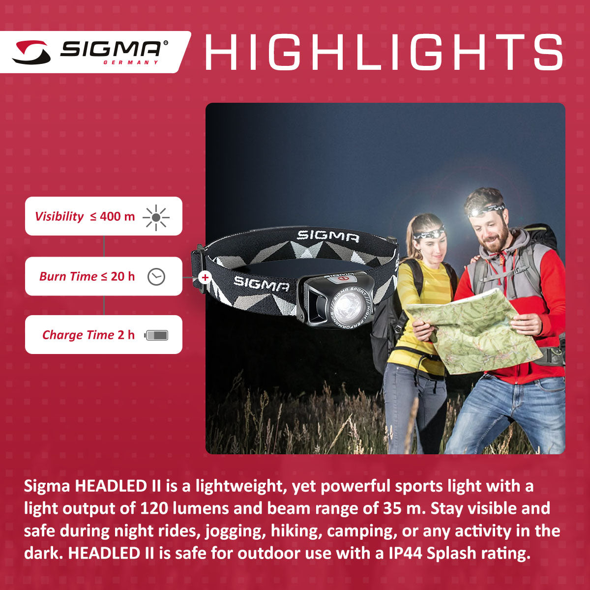 SIGMA Light - HEADLED II, All Round Head Light – ZEITBIKE