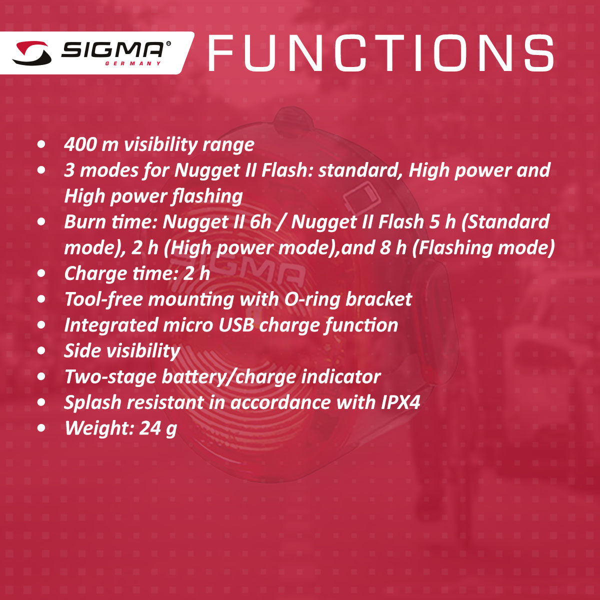 SIGMA Light - BUSTER 100, Power Light w/ optional NUGGET II Flash - ZEITBIKE