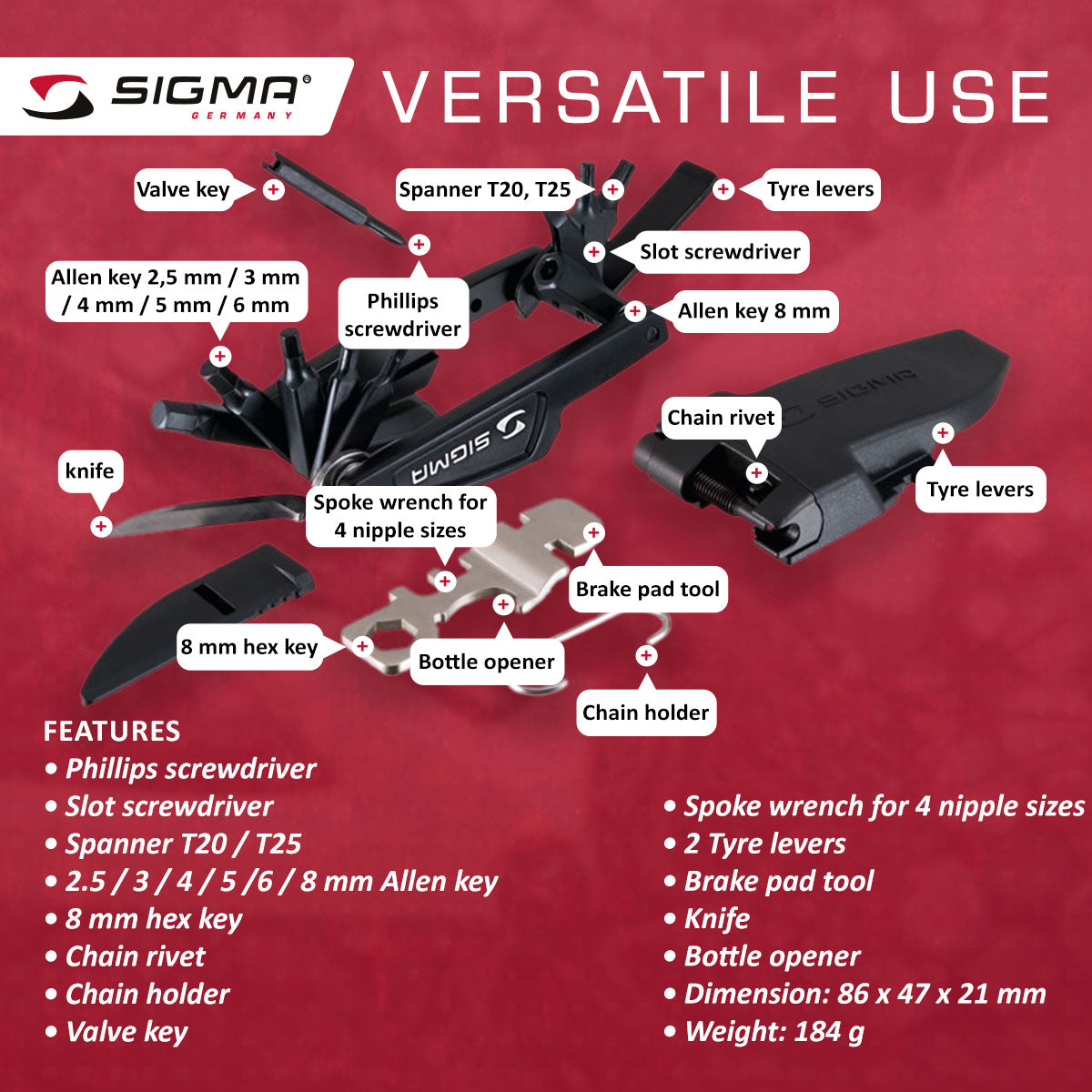 SIGMA Tools - POCKET TOOL LARGE - ZEITBIKE