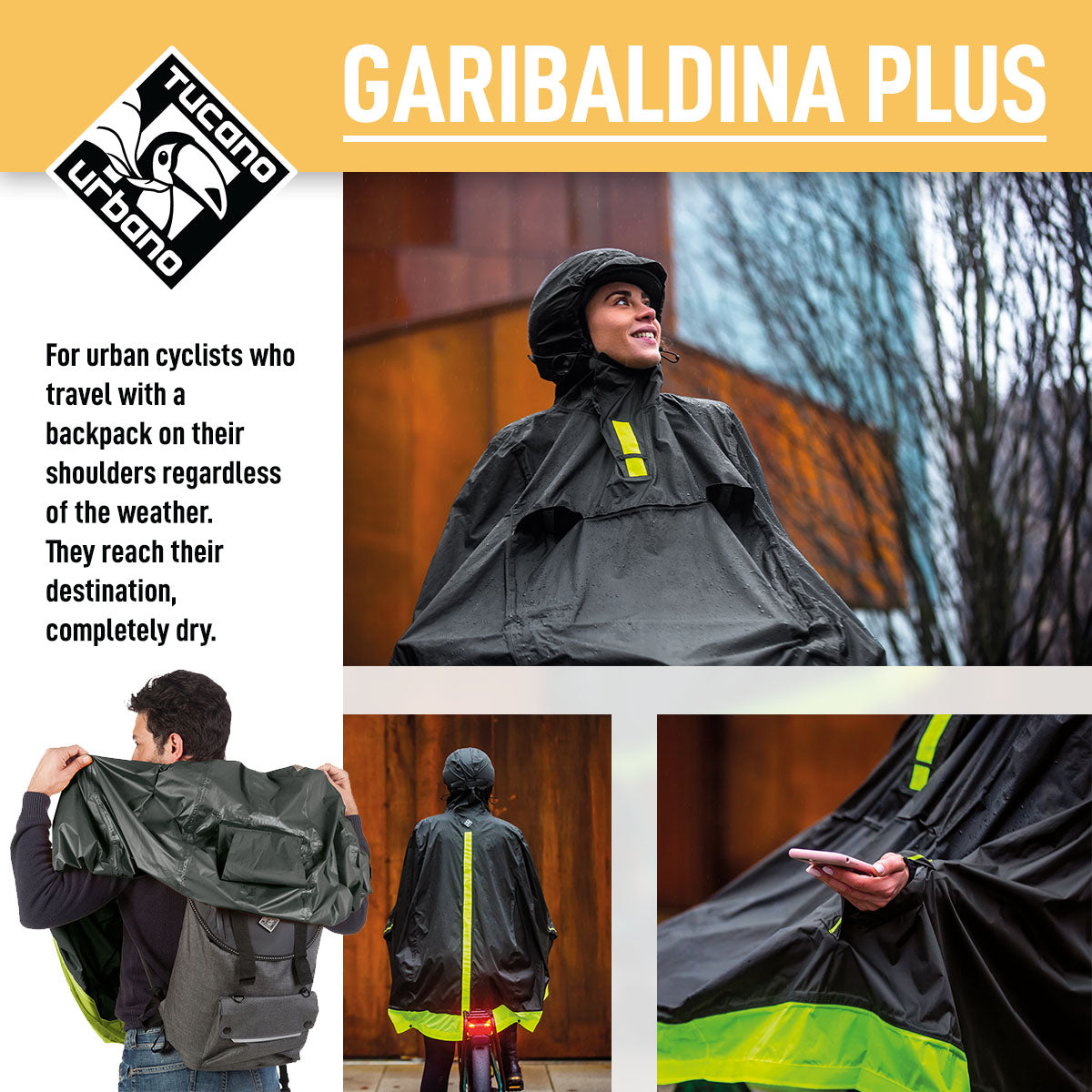 Tucano Urbano - Bicycle Rain Cape - GARIBALDINA PLUS - Airborne Green
