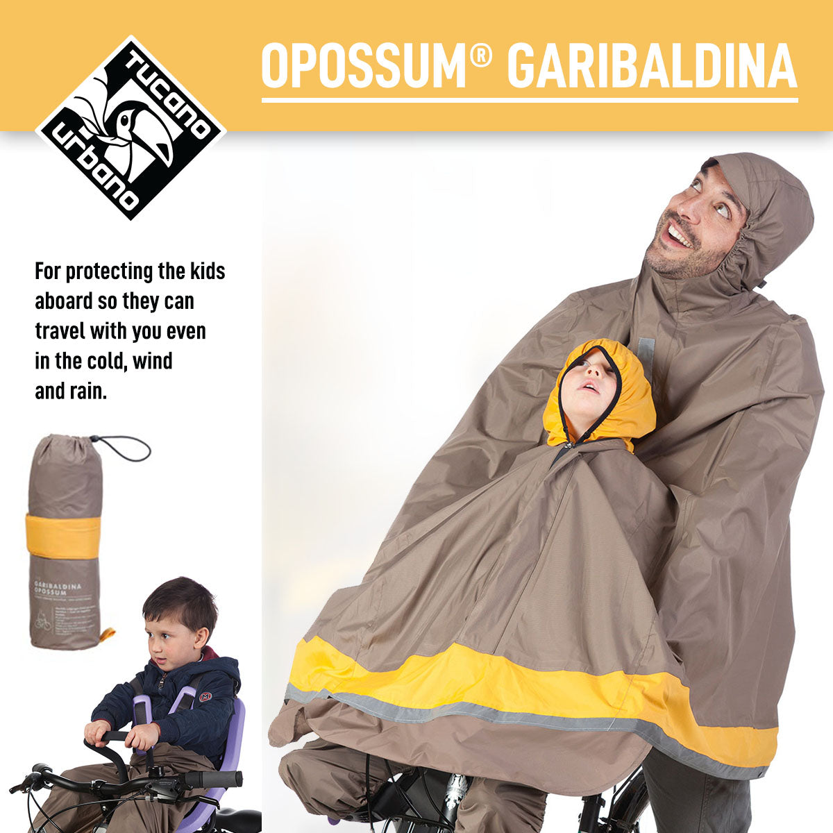 Tucano Urbano - Bicycle Rain Cape - GARIBALDINA OPOSSUM® - Dove–Grey