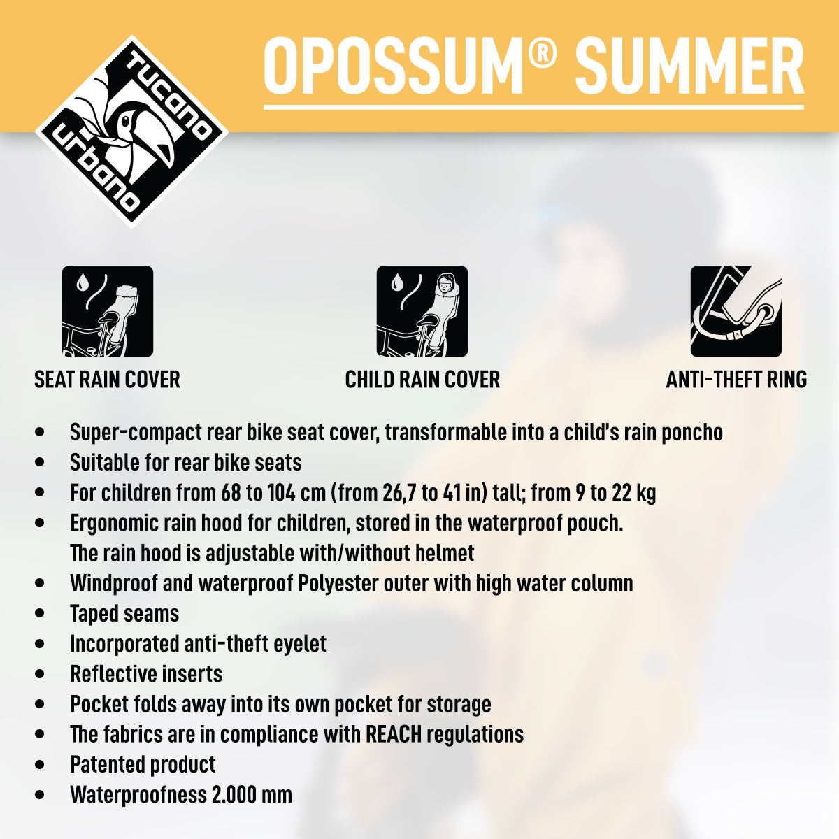 Tucano Urbano - Rear Bike Seat Cover - OPOSSUM® SUMMER