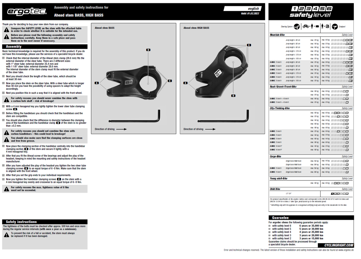 Ergotec Stem Bass 6+ (Ahead 28.6/31.8, 35mm ext, 0° | Black Sandblasted)