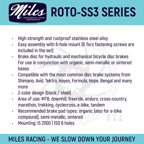 Miles Racing Stainless Rotors - 140mm/160mm/180mm/203mm - ZEITBIKE