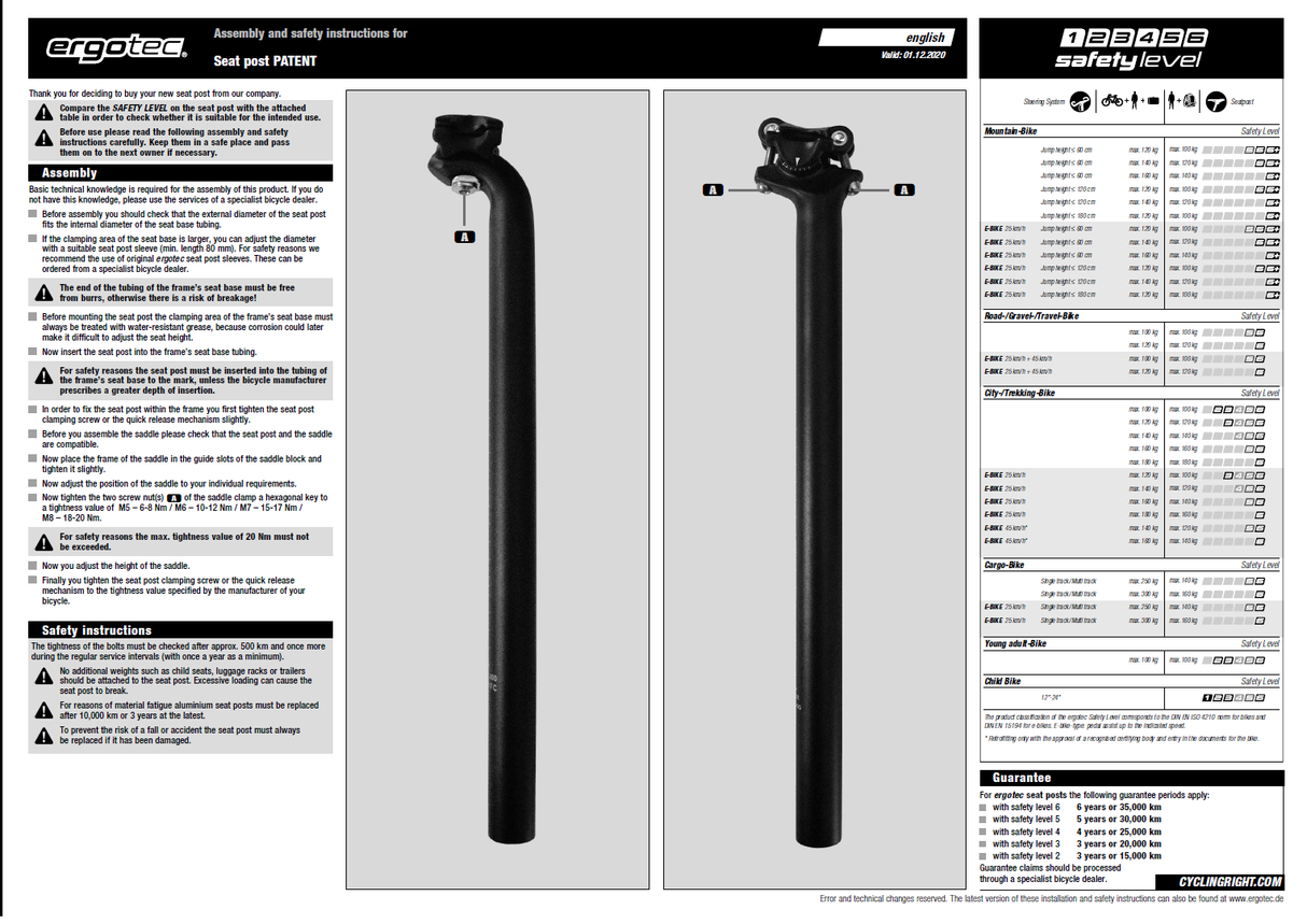 Ergotec Seat Post Atar (33.9 x 550 | Silver Polished)