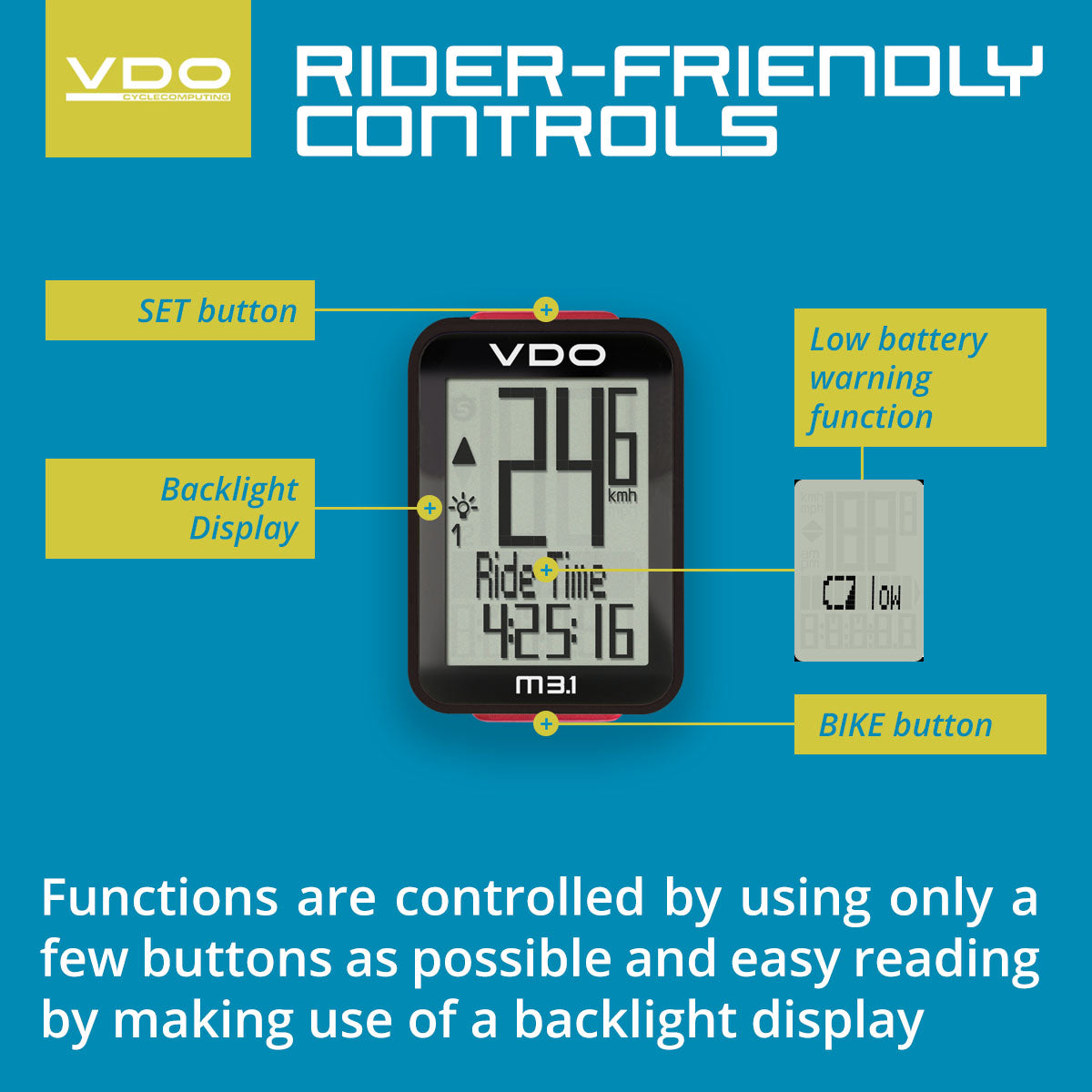 VDO Bicycle Computer M3.1 (wireless) bundle w/ cadence - ZEITBIKE