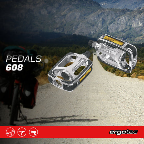 Ergotec - Pedals 608 (9/16" with Reflector | Silver) - ZEITBIKE