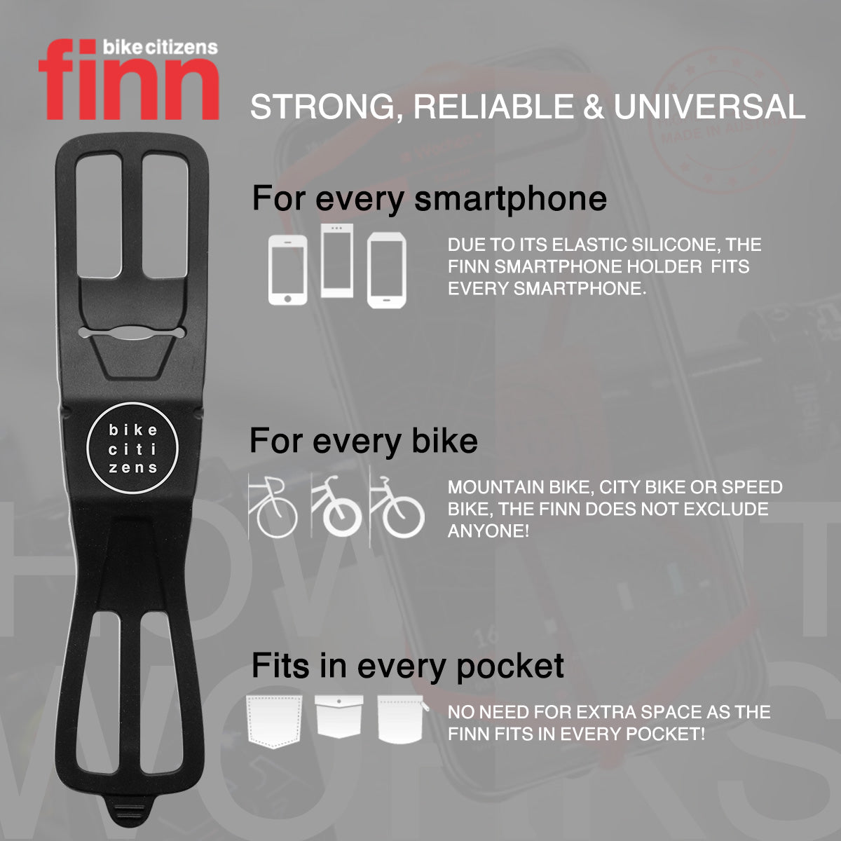 FINN - Universal Bicycle Phone Mount - Red - ZEITBIKE