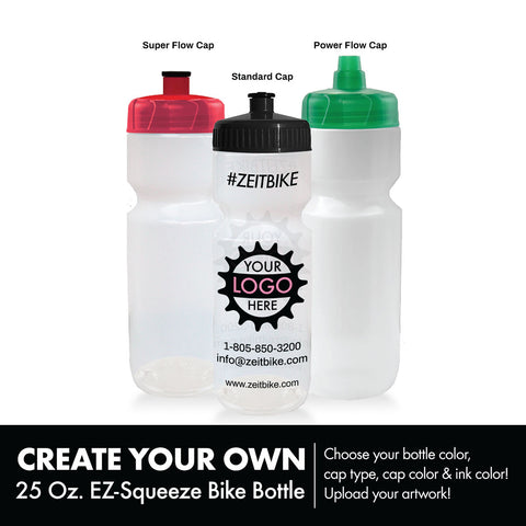ZEITBIKE - Custom Bottles - 25 Oz. EZ-Squeeze Bike Bottles With Your Business Logo  (Starting at 150 pcs)