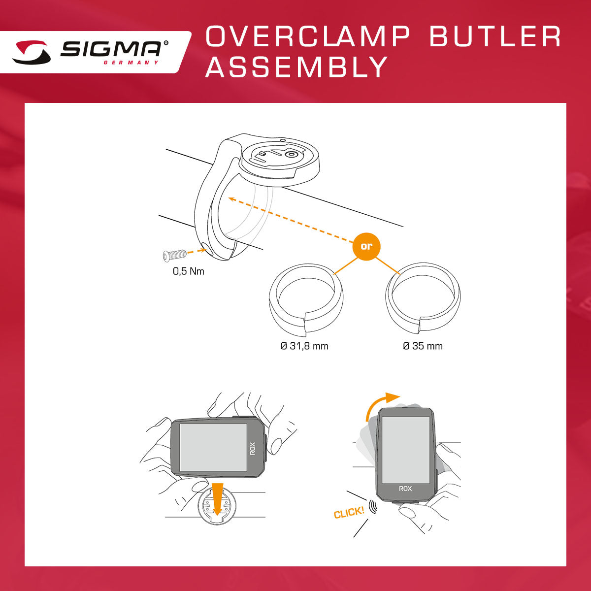 SIGMA GPS Bike Computer - ROX 2.0 Black Top Mount Set