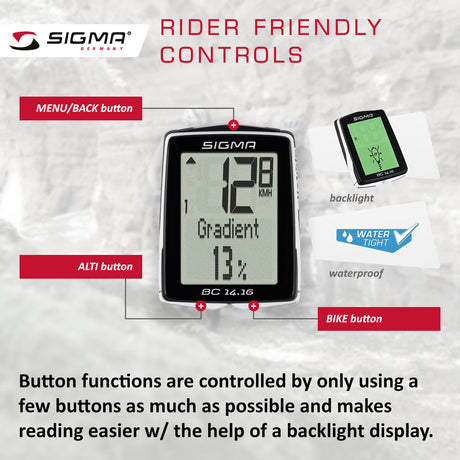 SIGMA Bicycle Computer - BC 14.16, Wired - ZEITBIKE