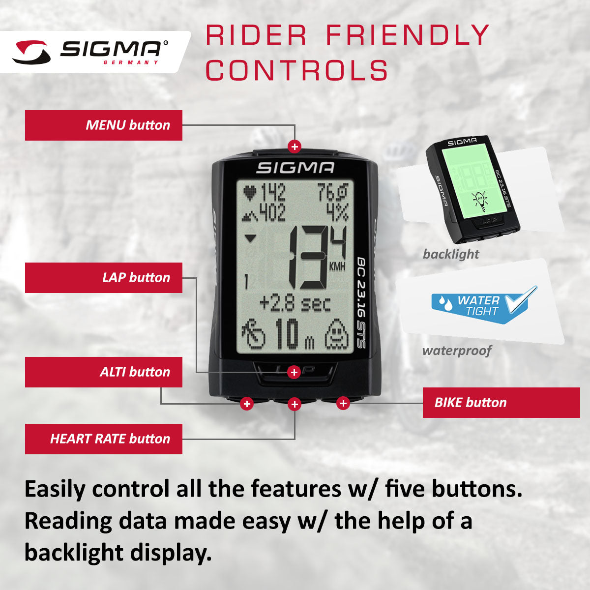 SIGMA Bicycle Computer - BC 23.16 STS, Digital Wireless - ZEITBIKE