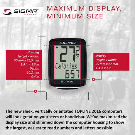 SIGMA Bicycle Computer - BC 9.16, Wired - ZEITBIKE