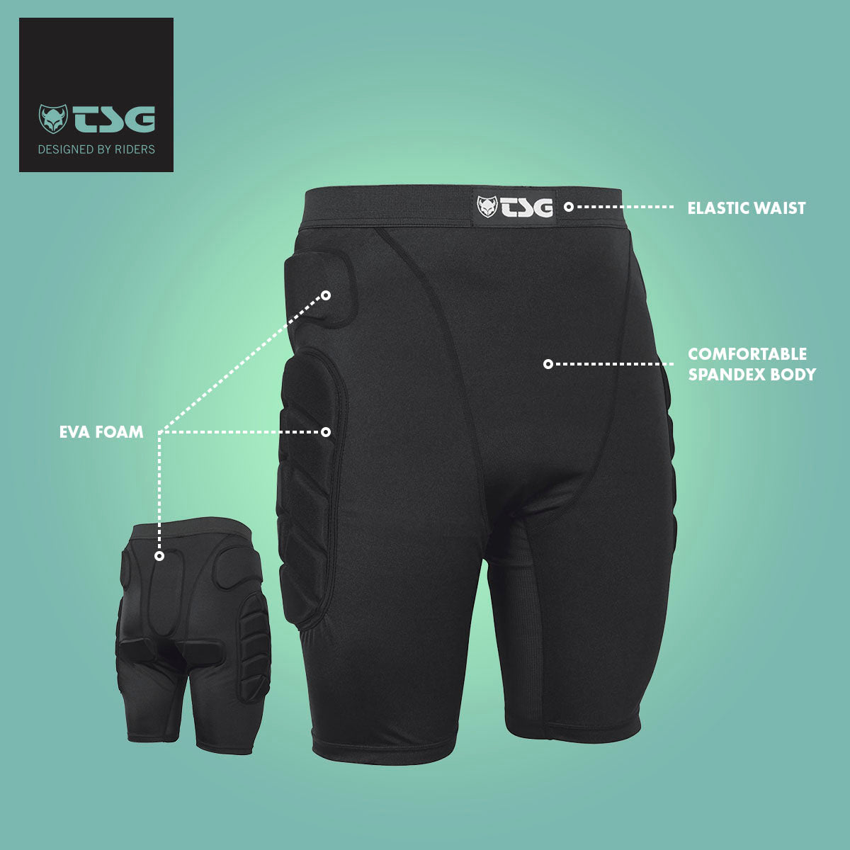 TSG -  Protective Shorts - Crash Pant All Terrain - Black