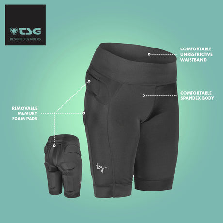 TSG -  Protective Shorts for Women- Crash Pant Carna - Black - ZEITBIKE