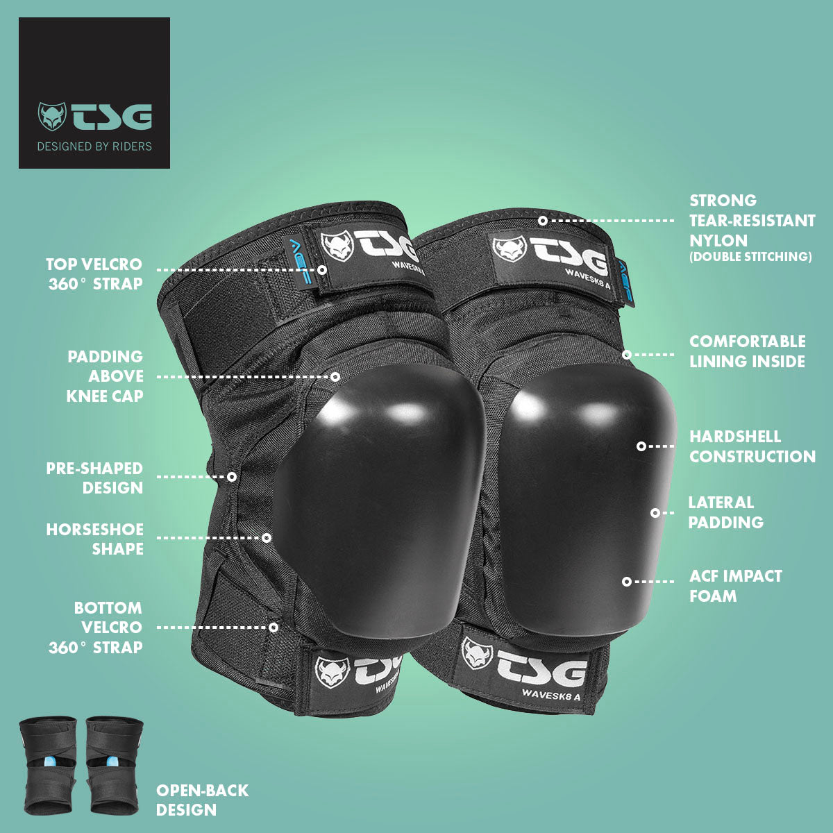 TSG - Kneepad Wavesk8 A - Black (Skate Knee Pads) – ZEITBIKE