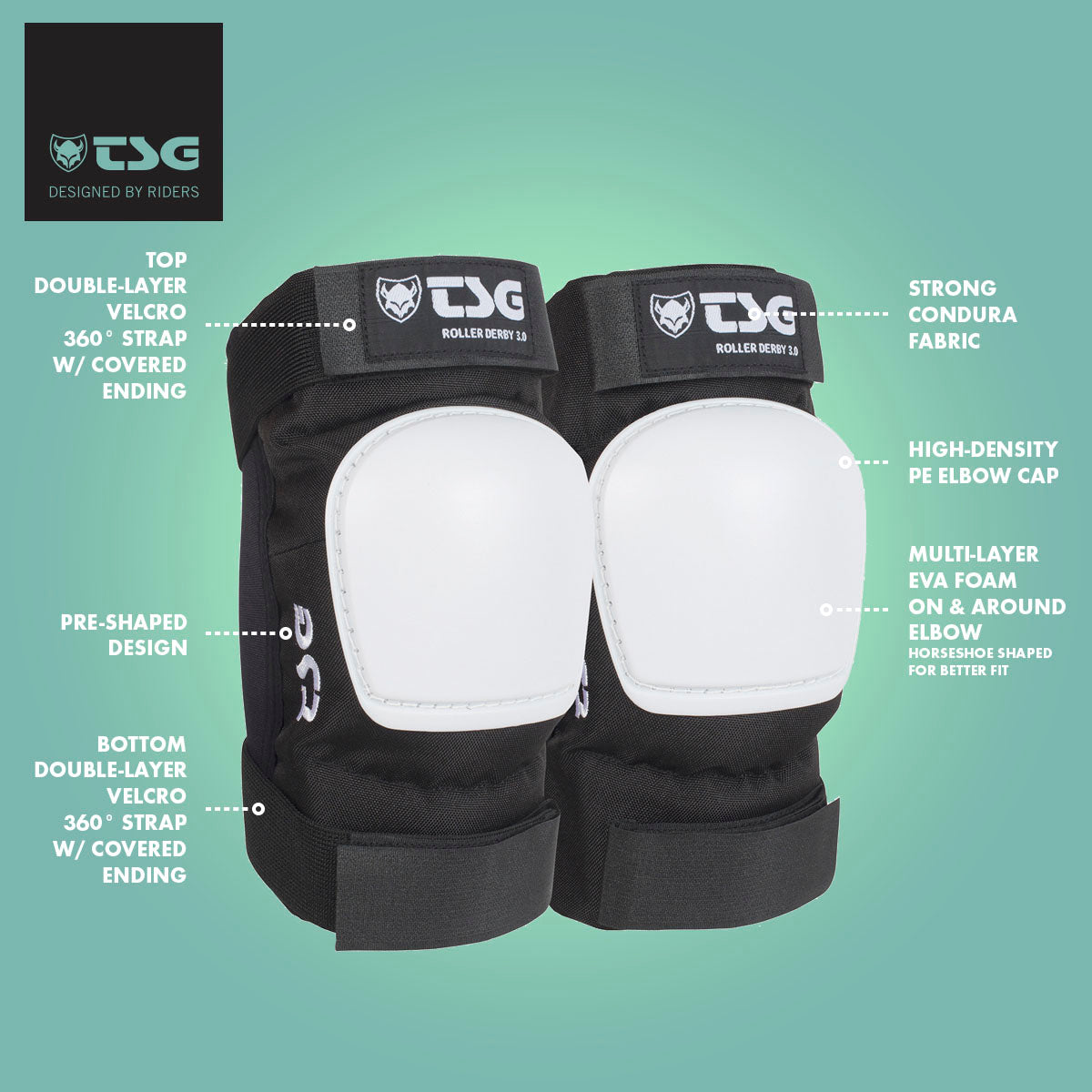 TSG - Elbowpad Roller Derby 3.0 - Black (Roller Skate Elbow Pads)