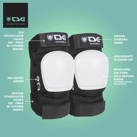 TSG - Elbowpad Roller Derby 3.0 - Black (Roller Skate Elbow Pads) - ZEITBIKE