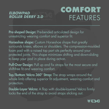 TSG - Elbowpad Roller Derby 3.0 - Black (Roller Skate Elbow Pads) - ZEITBIKE