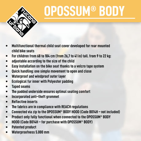 Tucano Urbano - Thermal Child Seat Cover - OPOSSUM® BODY & HOOD Bundle - ZEITBIKE