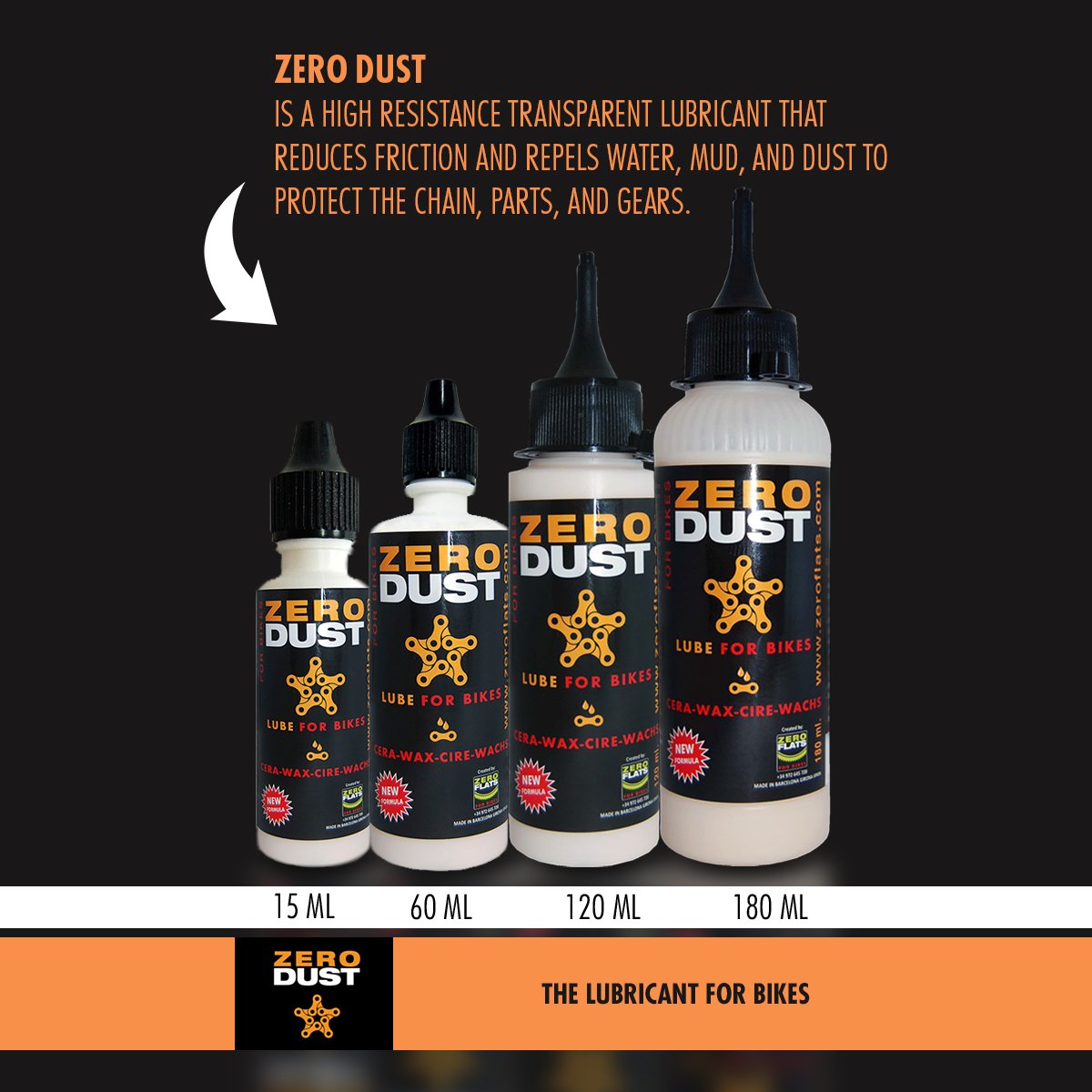 ZeroDust Chain Lube (60 ml - dosage for 2 bikes) - ZEITBIKE