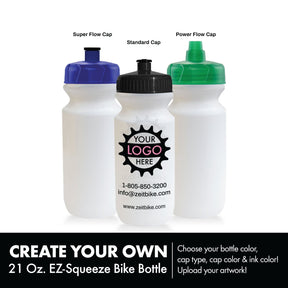 ZEITBIKE - Custom Bottles - 21 Oz. EZ-Squeeze Bike Bottles With Your Business Logo (Starting at 150 pcs) - ZEITBIKE